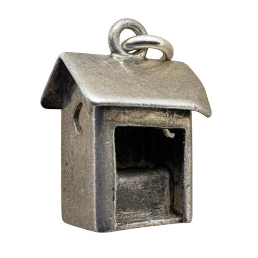 Vintage Sterling Silver Outhouse Charm Toilet House 3D Figural Pendant 1g‎ Humor